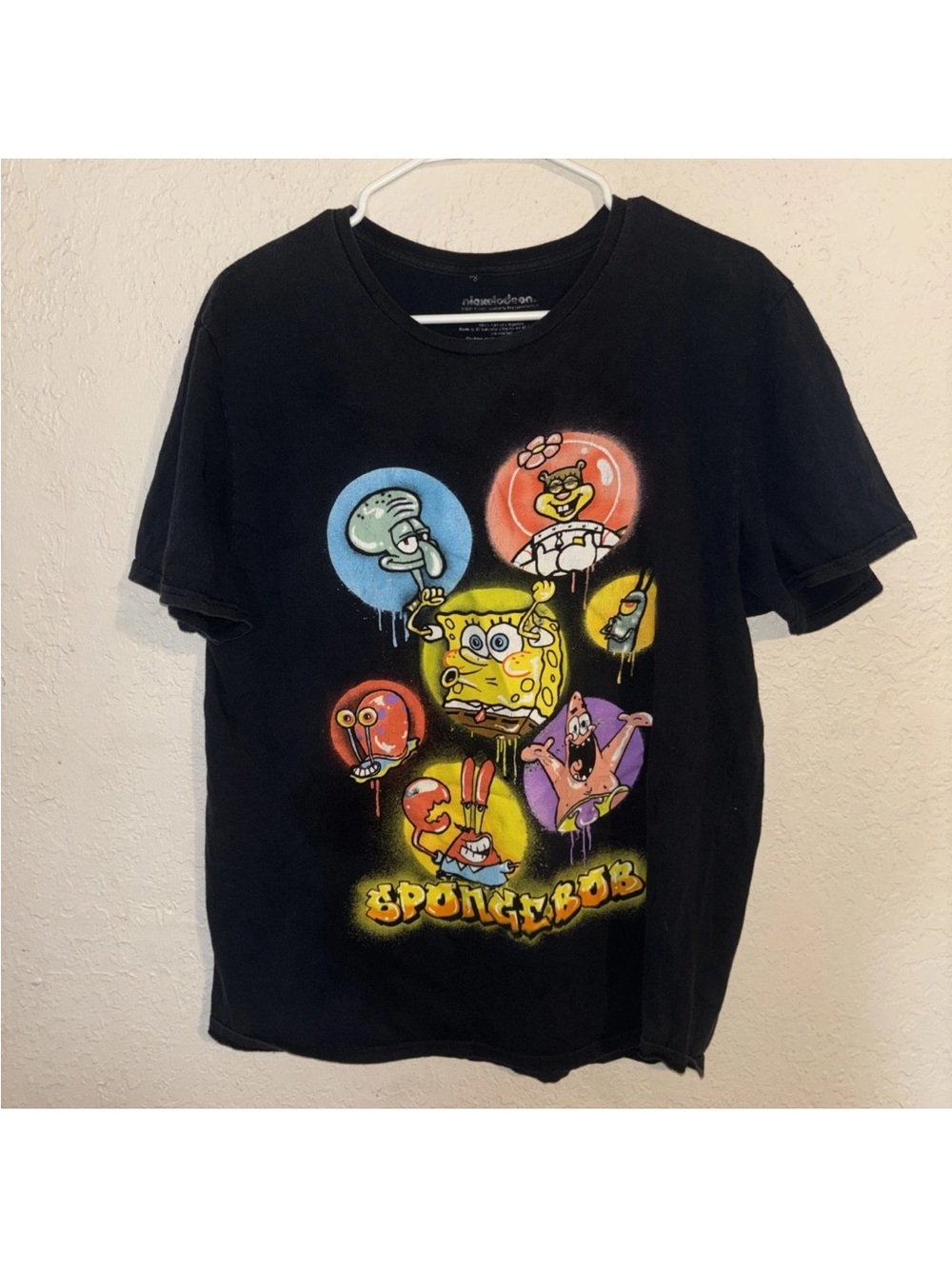 Nickelodeon Black SpongeBob Character Bubble Graphic Tee